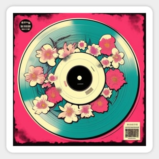 Vintage Floral Vinyl Record Pink Aesthetic Album Cover Sticker